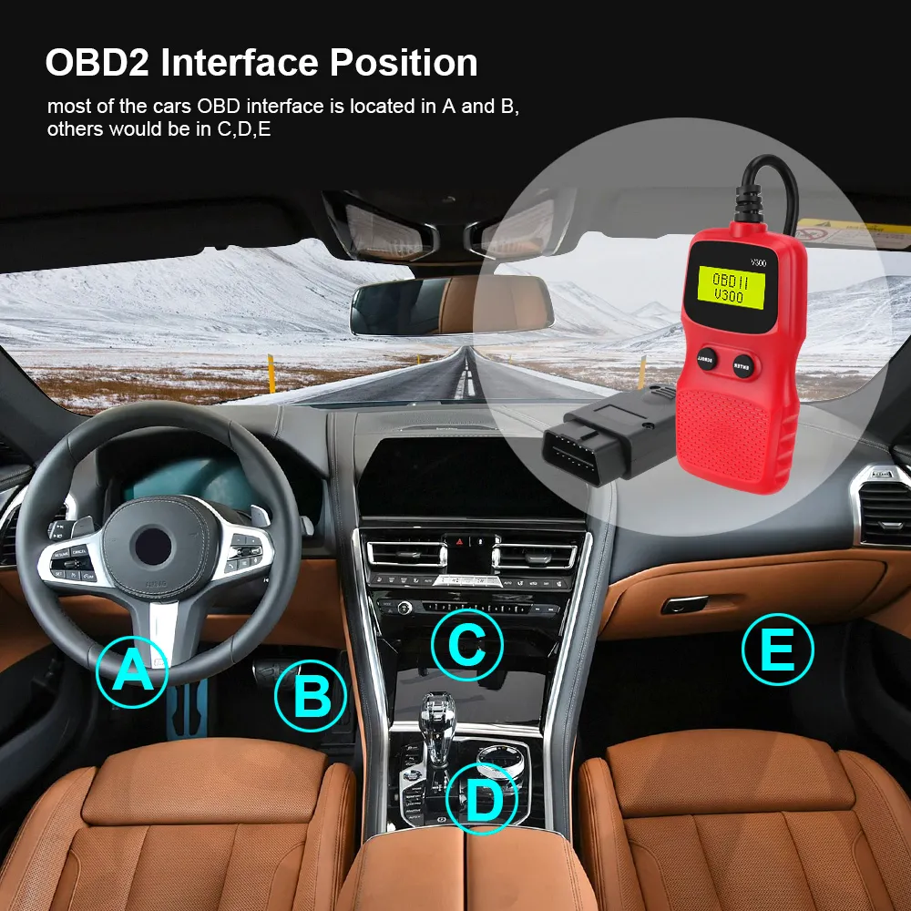 Считыватель кодов OBD2 OBD 2 Сканер OBDII Plug and Play Автомобильный диагностический инструмент V300 Ручной ELM 327 Цифровой дисплей Автомобильные аксессуары