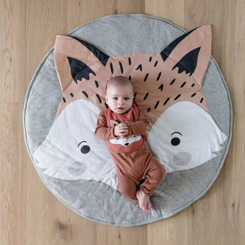 baby Round play mats Animal style Pography background blanket infant soft cotton carpet Crawling mat Carpet Toys Mat 210724