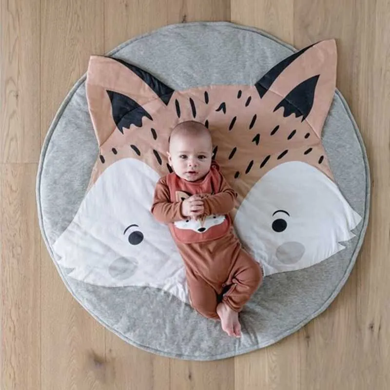 Dziecko okrągłe gry maty styl zwierząt pogografia tło koc niemowląt miękki bawełniany dywan czołganie maty dywan zabawki mata 210724