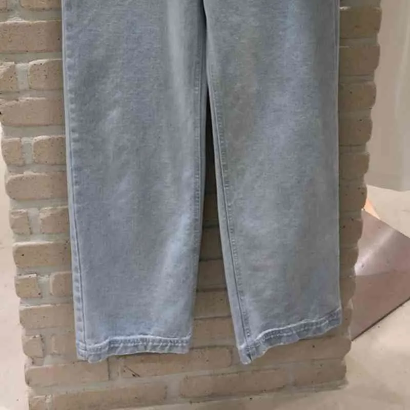 Bahar Basit Gevşek Düz Anne Kot Rahat Yüksek Bel Tüm Maç Kadın Pantolon Kore Katı Pantalones Mujer Pockets 210514