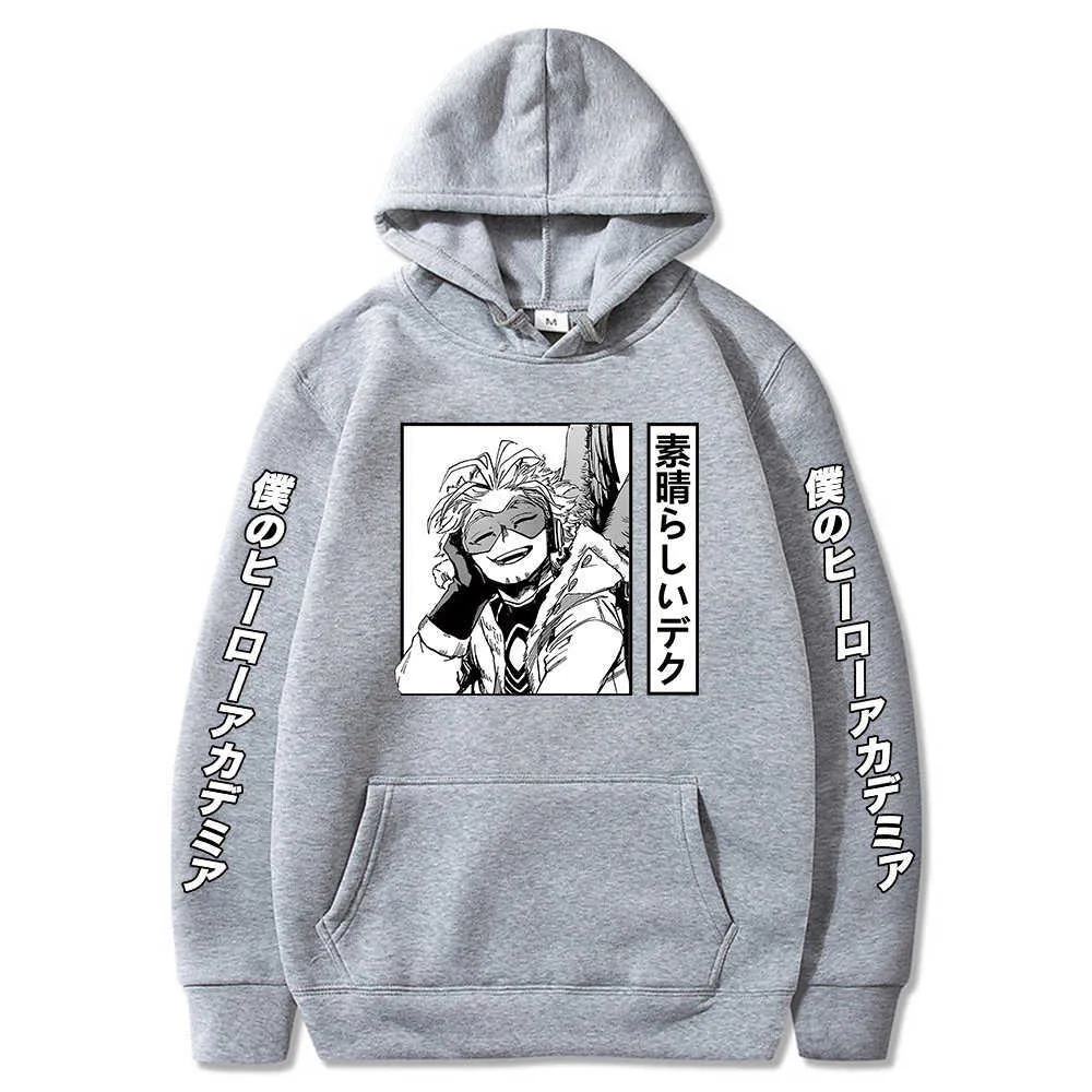 My Hero Academia Sudaderas con capucha Anime Hawks Impreso Sudadera con capucha Hip Hop Manga larga Streetwear Masculino Y0803