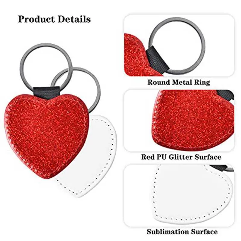 Sublimation Blank Keychain Heat Transfer Pu Leather Keychain Round Square Shape Keychain for Present Diy Making H0915