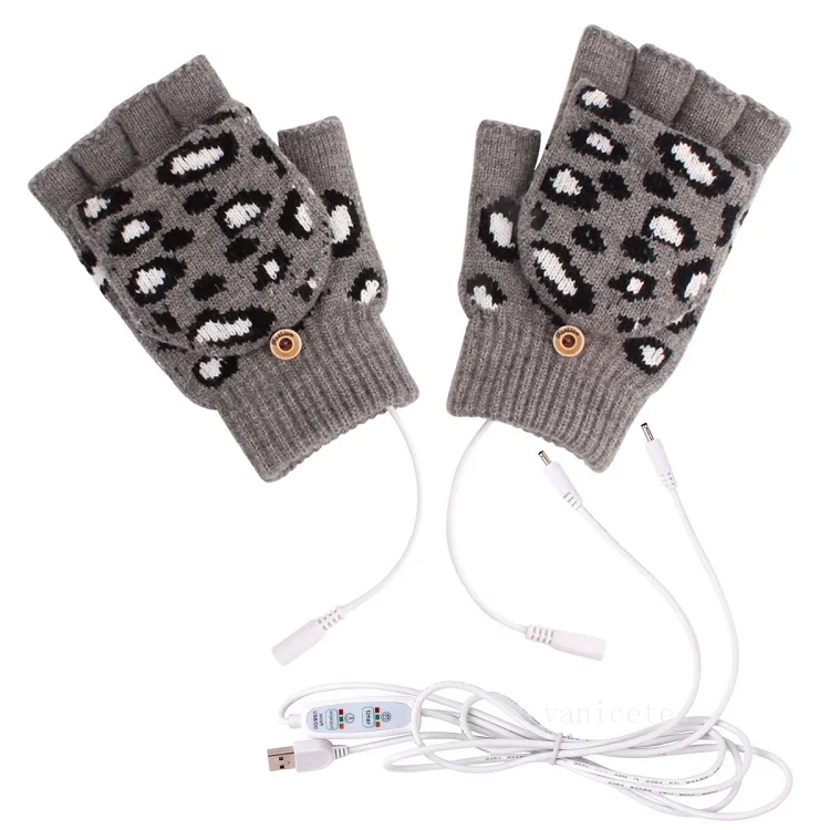 Party Favor laine chaud adulte USB gants hommes et femmes automne et hiver léopard doigt gants T2I53092