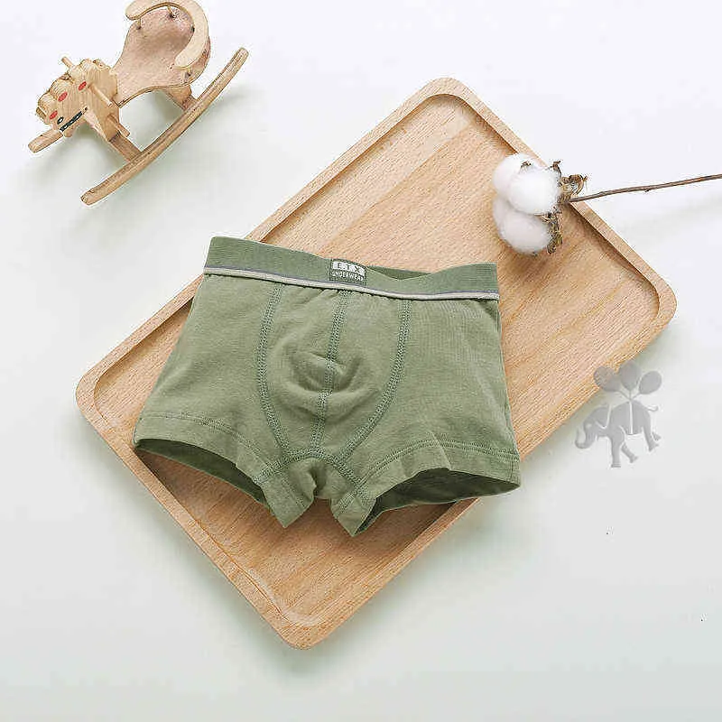 children high quality solid boys cotton boxer shorts panties kids underwear for 2-16 years old teenager 211122