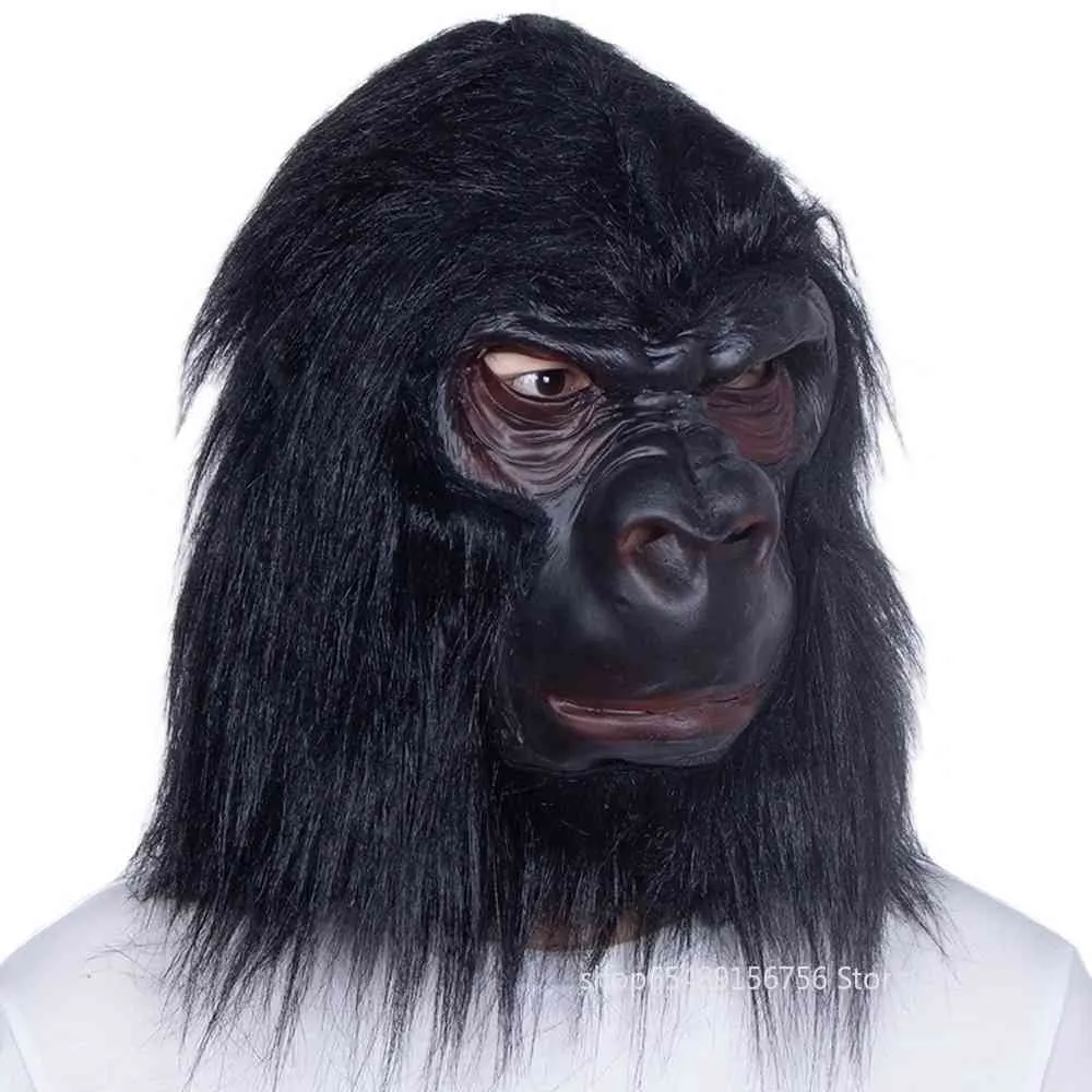 Halloween Gorilla Vuxen Full Full Funny Animal Latex Horror Mask Monkey Christmas Carnival Party Cosplay Props