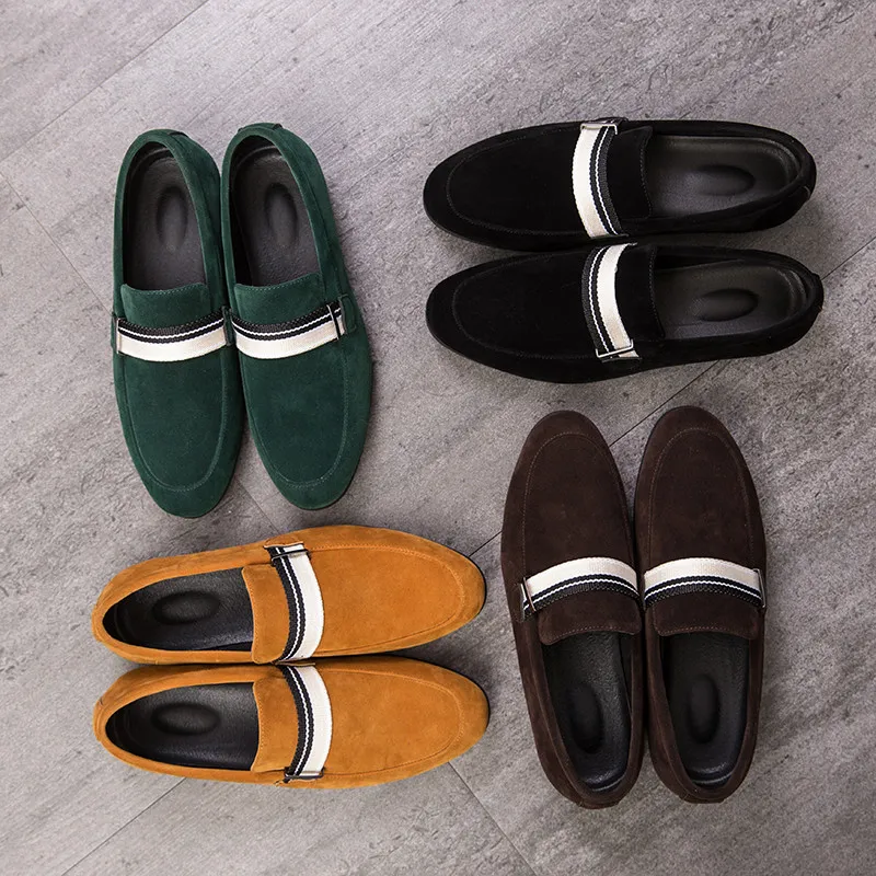 Skor Tofflor Högkvalitativa Ljus Mäns Casual Leather Shoes Gentleman Non-Slip Brand Office Business Low Cut New 2021 Män