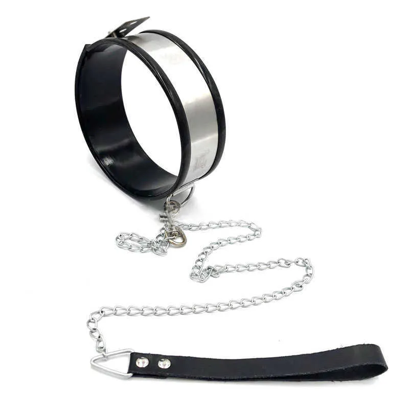 Hals Bondage Rvs Slave Halsband Met Metalen Ketting Leash Volwassen Spelletjes Bdsm Terughoudendheid Harnas Sexy Speelgoed Voor Couples228G