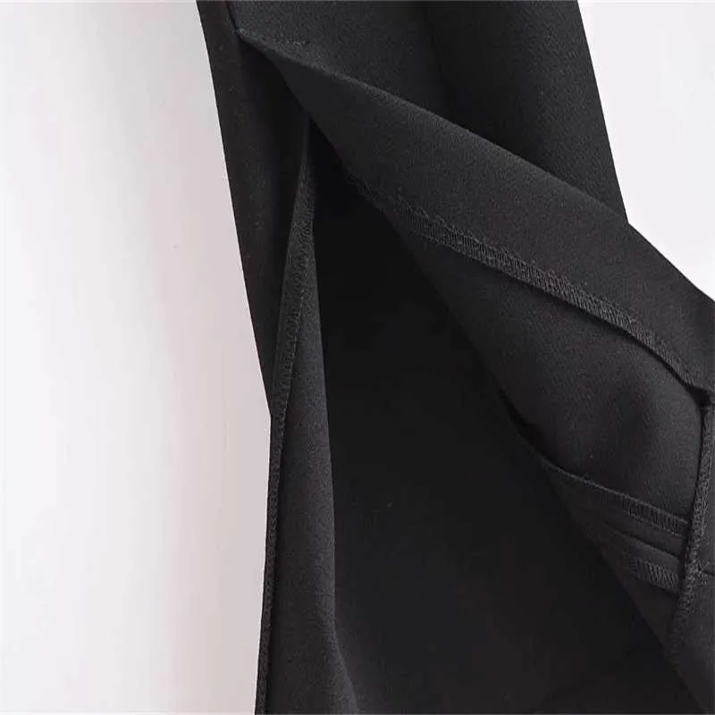ZA 2021 Siyah Yan Yarık Flare Pantolon Kadın Yaz Moda Chic Yüksek Belli İnce Uzun Pantolon Vintage Fermuar Ofis Kadın Pantolon Q0801
