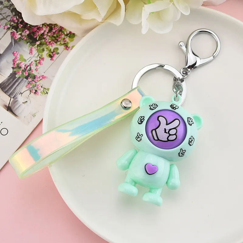 Bear Design Keychains Mora Device Key Ring Chains Holder Rock Paper Scissors Finger Guessing Spela spelleksaker Animal Pendant Bag Cha262b