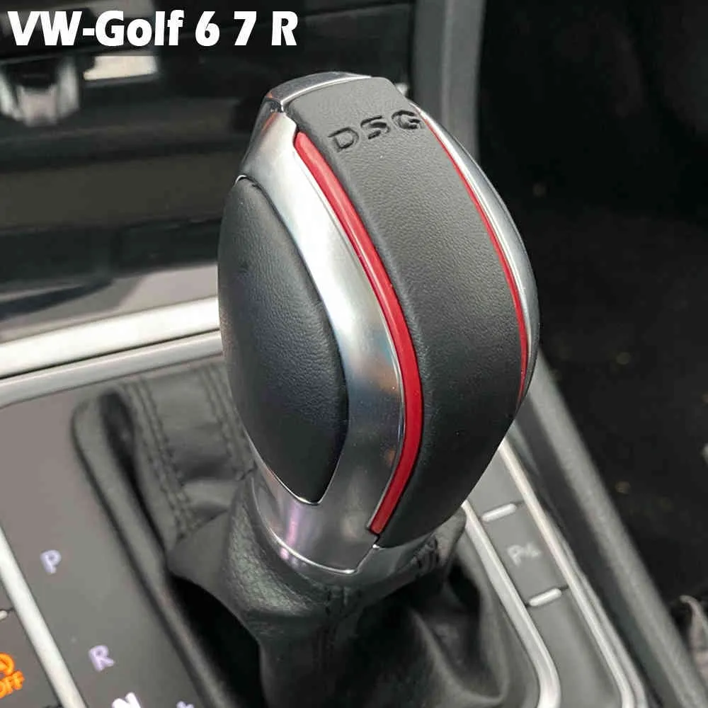 Car Red/Blue Gear Shift Knob Lever Stick Chrome/Matt Silver For VW Golf 7 DSG Cover Emblem