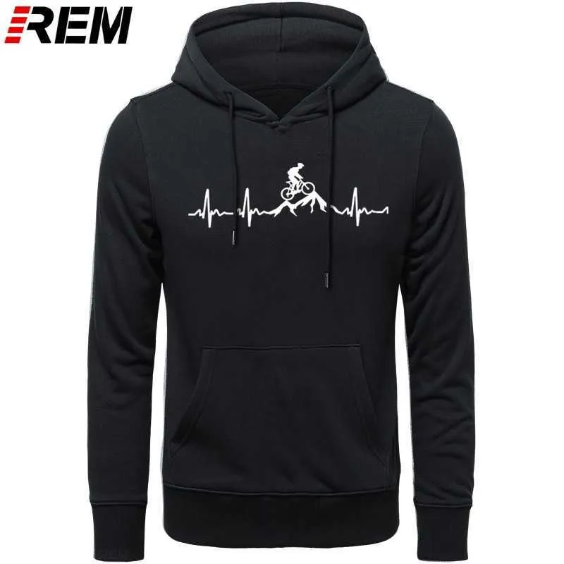 Rem Hoodies Mountain Bike Heartbeat Funny MTB Dirt Bike Plus Custom Långärmad Mäns Mode Familj Bomull Hoodies, Sweatshirts 210819