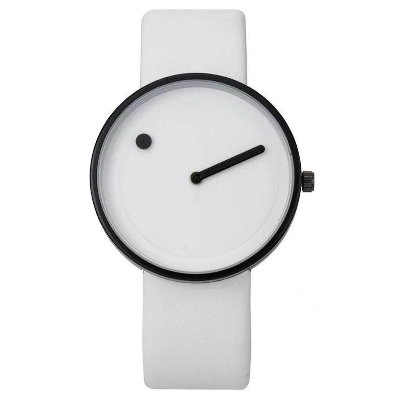 Grappig ontwerp horloges lederen band mode creatief studentenpaar horloge groot gezicht stijl unieke klok voor jongen en vriendin Gift278o