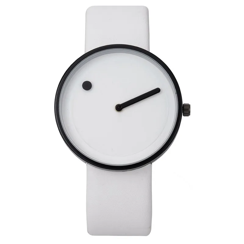 Zabawne zegarki design ze skóry zespołem moda kreatywna para studencka oglądać duży styl twarzy Unikalny zegar dla chłopca i dziewczyny prezent 286n