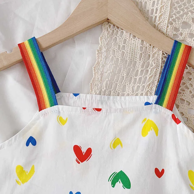 Robe de soirée d'été enfant vêtements enfants pour filles en forme de coeur impression jarretelle 210528