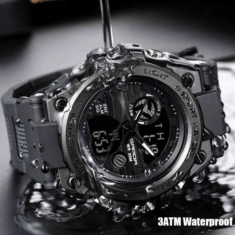 Sanda G Style Men Digital Watch Chock Militärsportklockor Vattentät elektronisk armbandsur Mens Clock Relogio Masculino 739 X0237R