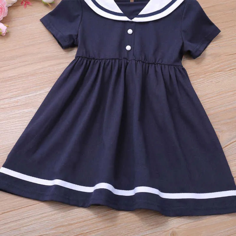 Robe d'été pour filles, manches courtes, revers, princesse, fête, vêtements pour enfants de 2 à 6 ans, 210611