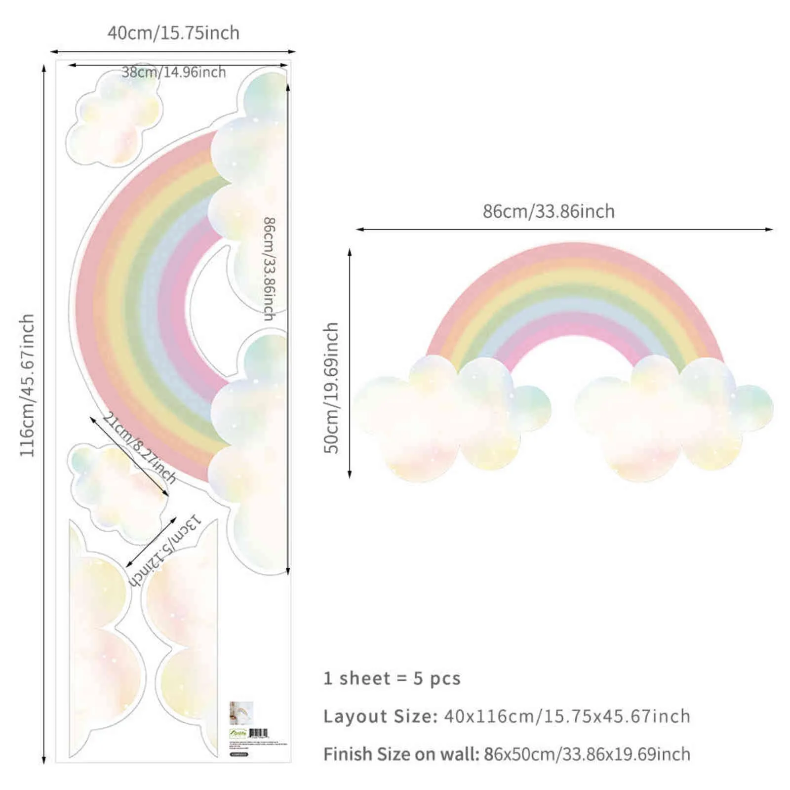 Funlife Dream Rainbow Wallpaper Adesivo da parete bambini Peel Stick Decalcomanie in PVC ecologiche rimovibili la cameretta dei bambini Decration 211124