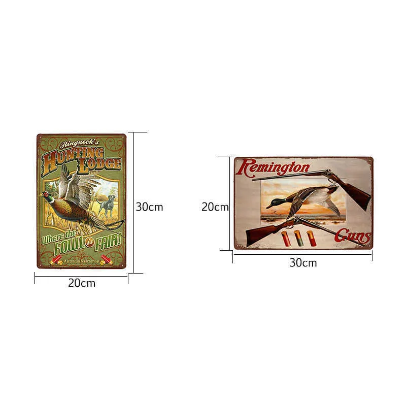 Retro Jagd Zinn Zeichen Vintage Metall Plaque Jagd Wand Dekorative Kaffee Bar Pub Club Dekoration Wohnkultur 20x30 cm Q0723