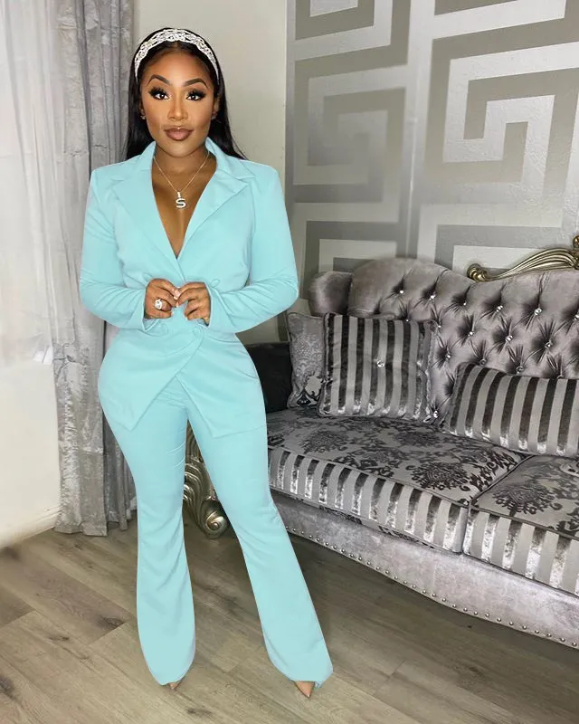 Women Two Pieces Set Office Ladies Blazer Pants Classy Long Sleeves Spring Fashion Suits Button Up Female Sets 210416
