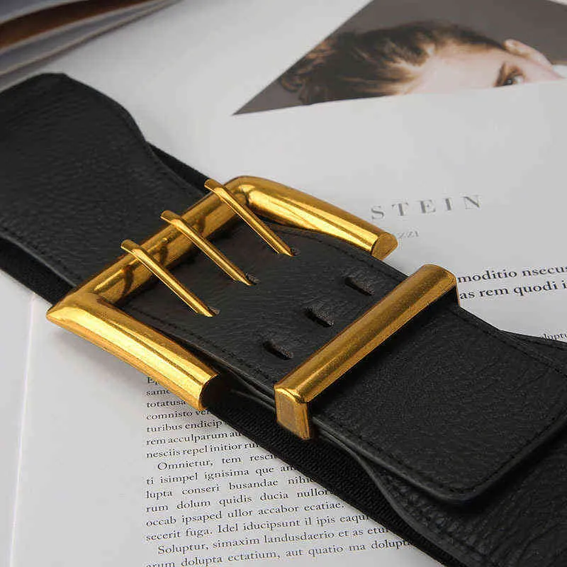 Nouveau rétro élastique large ceinture or boucle dames mode costume manteau ceinture taille ceintures pour femmes robe de luxe accessoires ceinture G220301