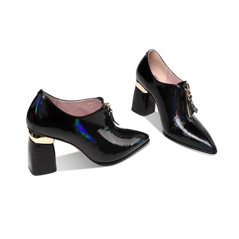 Allbitefo taille 34-41 irisé véritable cuir femmes talons chaussures confortables mode rue marche chaussures de base talons hauts 210611