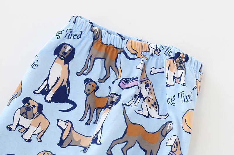 Женские и мужские пижамы с принтом собаки, хлопчатобумажная пижама из 2 предметов, комплект из 2 предметов, брюки с длинным рукавом и эластичной резинкой на талии, пижамы для дома, ночная рубашка S80001 2105406638