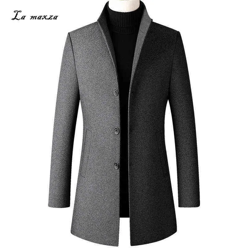 Plus Größe 5XL Fashion Solid Männer Wollmantel Winter Smart Casual Dünne Kaschmir Mantel 211115