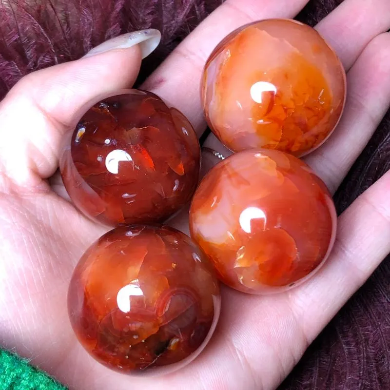 Natural Gemstone Red Agate Figures Carnelian Sphere Crystal Ball Reiki Globe Home Decory Decorative Objects Figurines303p