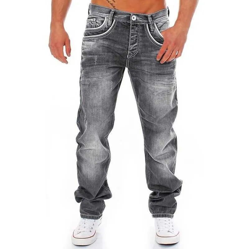 Männer Jeans Solide Gerade Hosen Hip Hop Männlichen Casual Streetwear Boyfriend-Stil Denim Hosen Stretch Baggy Jeans männer Hosen x0621