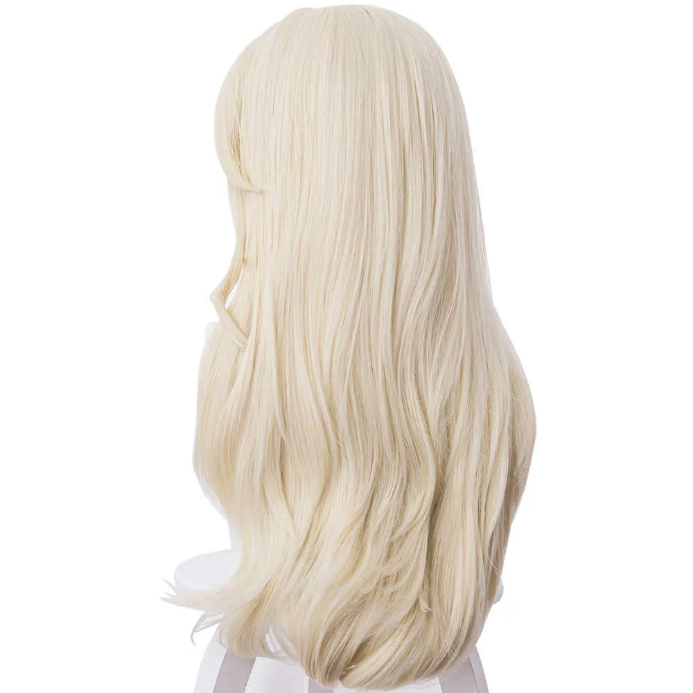 Frete rpido anime elsa adulte perruque princesse cosplay elsa cheveux 65 cm droite résistant à la chaleur synthétique cheveux parti perruque