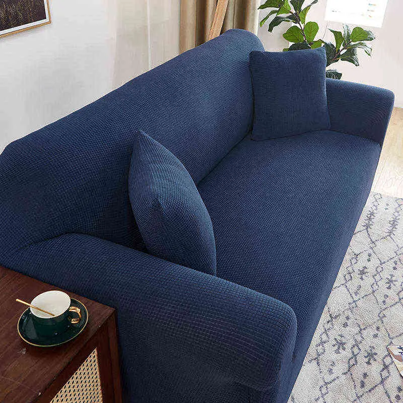 Fundas de sofá de Color sólido Jacquard impermeables para sala de estar, funda de sofá, funda de esquina, Protector en forma de L individual 211102