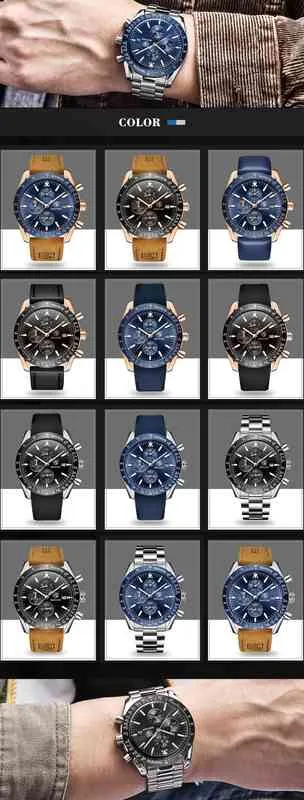 Benyar Topmerk Luxe Volledige Steel Business Quartz Casual Waterdichte Sport Es Clock Men Horloge Relogio Masculino