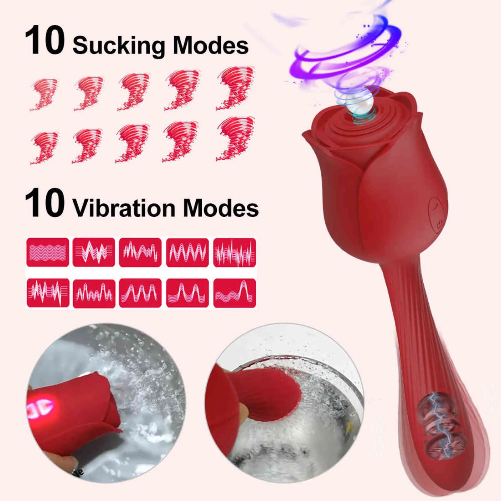 NXY Vibratoren Saugen Rose Vibrator Sexspielzeug für Frauen Erwachsene 18 Weibliche Klitoris Sauger Klitoris Stimulator Vakuum Vibrierender Dildo Sexuelle Waren 1119