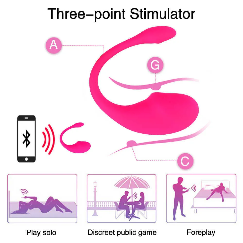 Секс -игрушки Bluetooth вибраторные фаллоимитаторы для женщин смартфона приложение для смартфона Беспроводное управление магическим вибратором G Spot Clitoris Sex Toys для Parp03733202