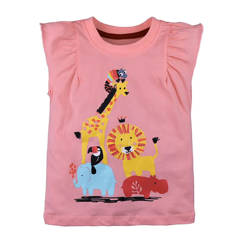 T-shirt casual da neonata T-shirt da ragazza bambina T-shirt da ragazza estiva da principessa T-shirt animale da cartone animato bambini Top in cotone 210413