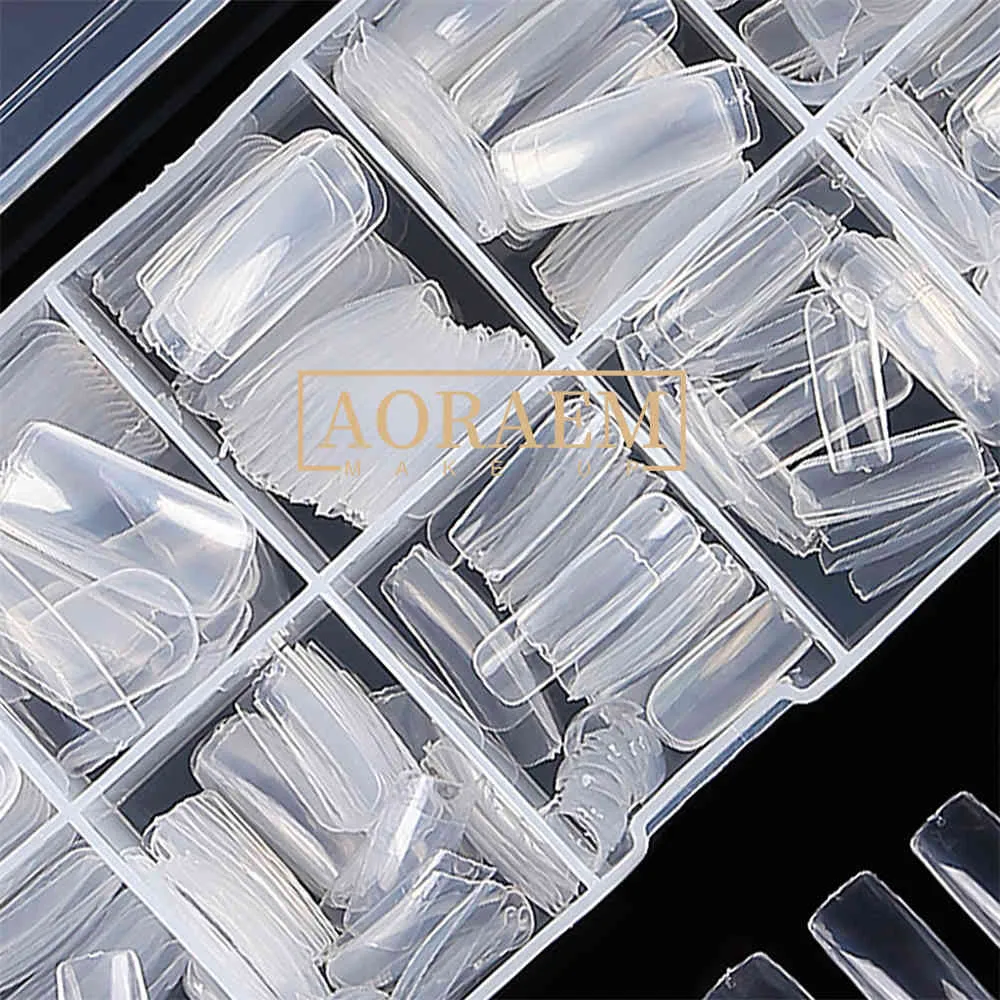 AORAEM French False Tip Box Fake Full Cover Transparent for Manicure s Tips Decoration Extension Nail Art