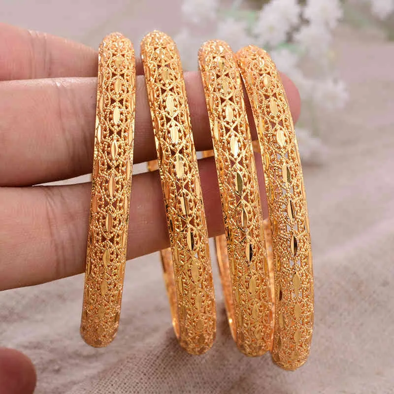 24k lot Dubai India Etiopiska gula solid guldfyllda härliga armband för kvinnors flickor Party smycken banglesbracelet presenter6573029