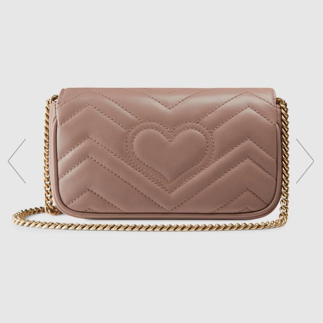 Marmont Chevron Leather Super Mini Bag Key Ring Inside Attachable to Big Tote Softly Structured Shape Flap Closure with Double Let265a