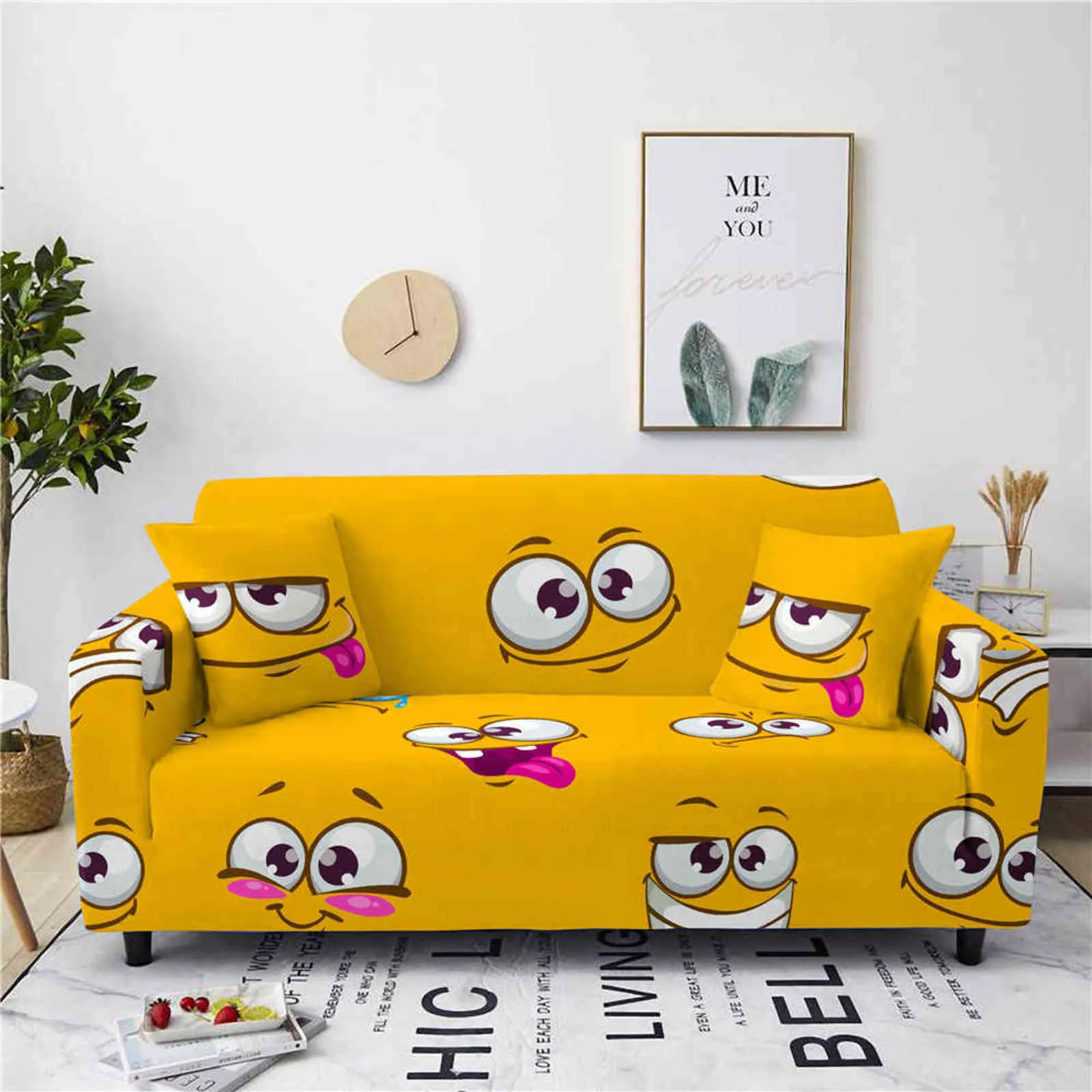 Cartoon Elastische Sofa Cover voor Woonkamer Sectional Fauteuil All Inclusive Stretch Couch Cover Nonslip Slipcover 1/2/3/4 Seater 211102