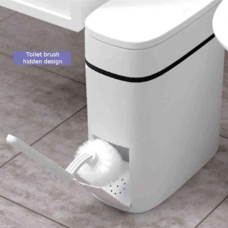 Kitchen Trash Bin Can and Toilet Brush Set Storage Bucket Rubbish for Bathroom Garbage 211229274a