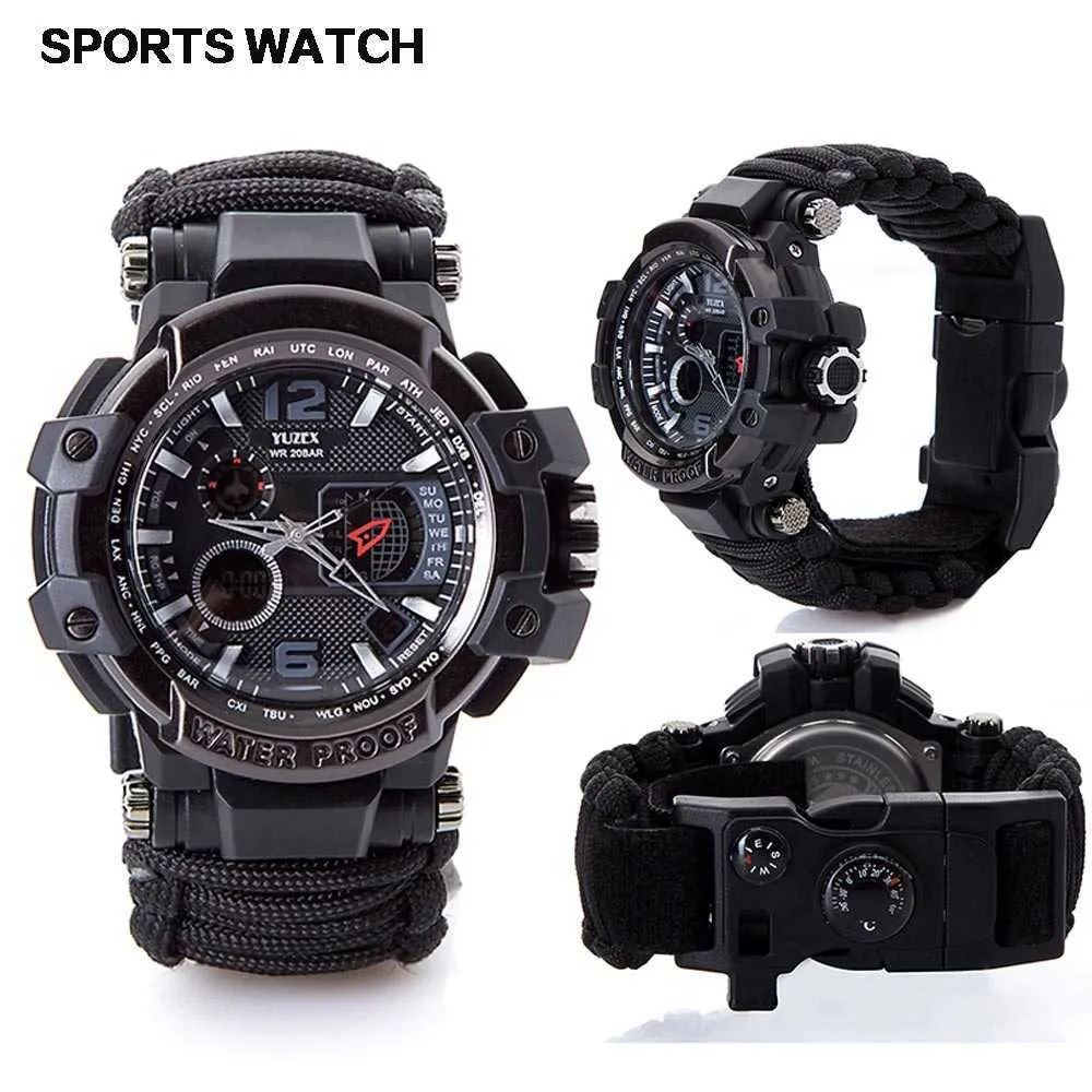 Men Digital Watch Shock Military Sports Watches Fashion Waterproof Compass Thermometer Quartz Wristwatch Mens Relogio Masculino G1022