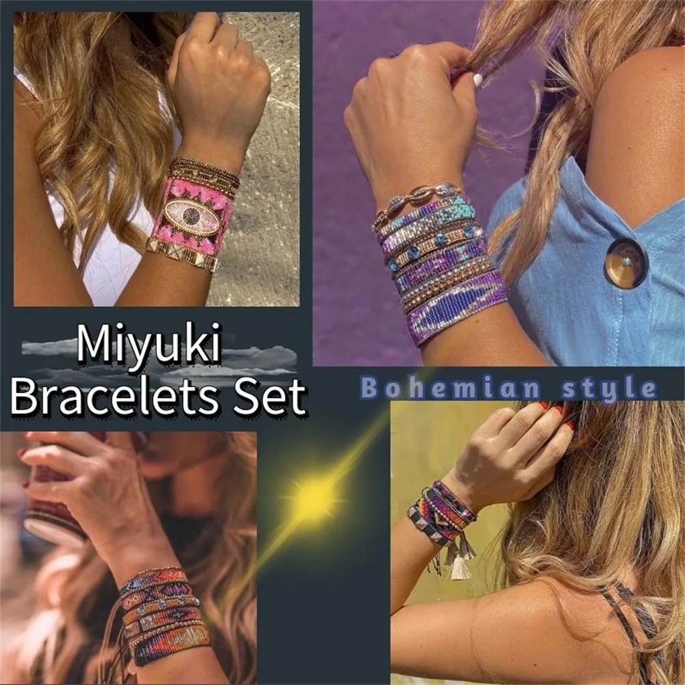 Zhongvi Miyuki Bead Armband 2021 Evil Eye Armband för kvinnor Lucky Smycken Mexikansk Fashion Pulsera Justerbara Smycken