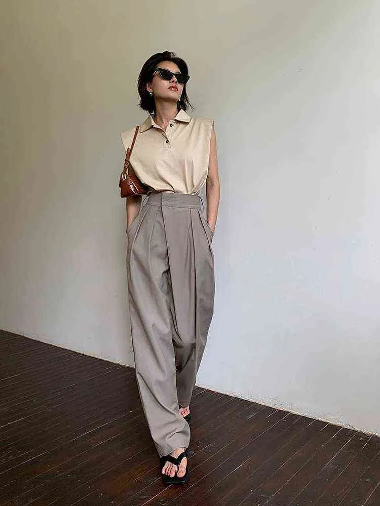 Women Autumn Winter Straight Loose Wide Leg Mop Trousers High Waist Casual Baggy Cozy Fashion Work Pant High Quality 211105