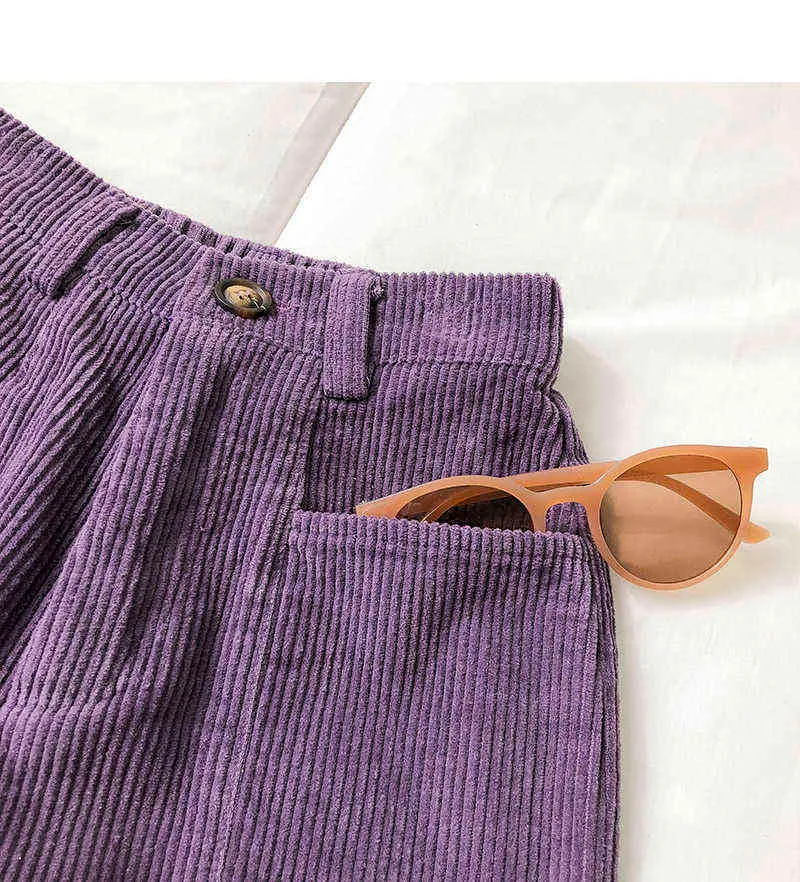 Gagarich Mujeres Pantalón Primavera Otoño Estilo universitario japonés Mujer Vintage Cintura alta Suelto Diseño casual Pantalones de pana 211112