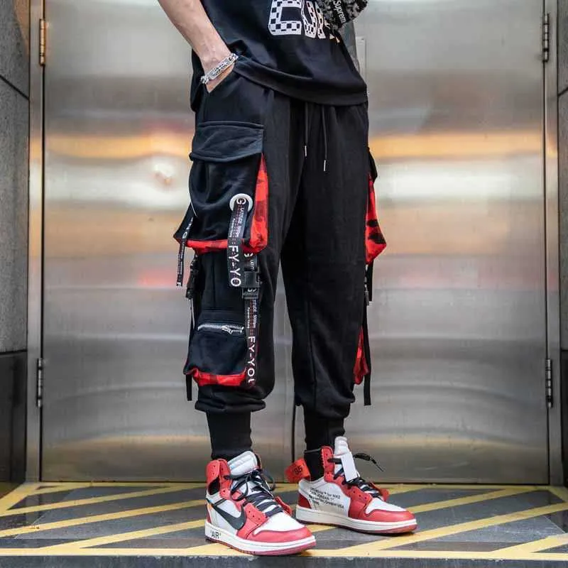 Powow Streetwear Męskie Fajne Spodnie Kieszonkowe Luźne Mężczyźni Hiphop Moda Joggers Spodnie Spodnie Mężczyźni Casual Fashion Spodnie 211013