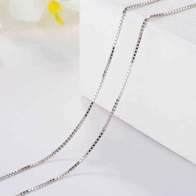 Med Cericate Thin Real 925 Sterling Silver Chain Halsband Kvinnor Girls Barn Fina smycken No Fade Allergy 218Z4975403