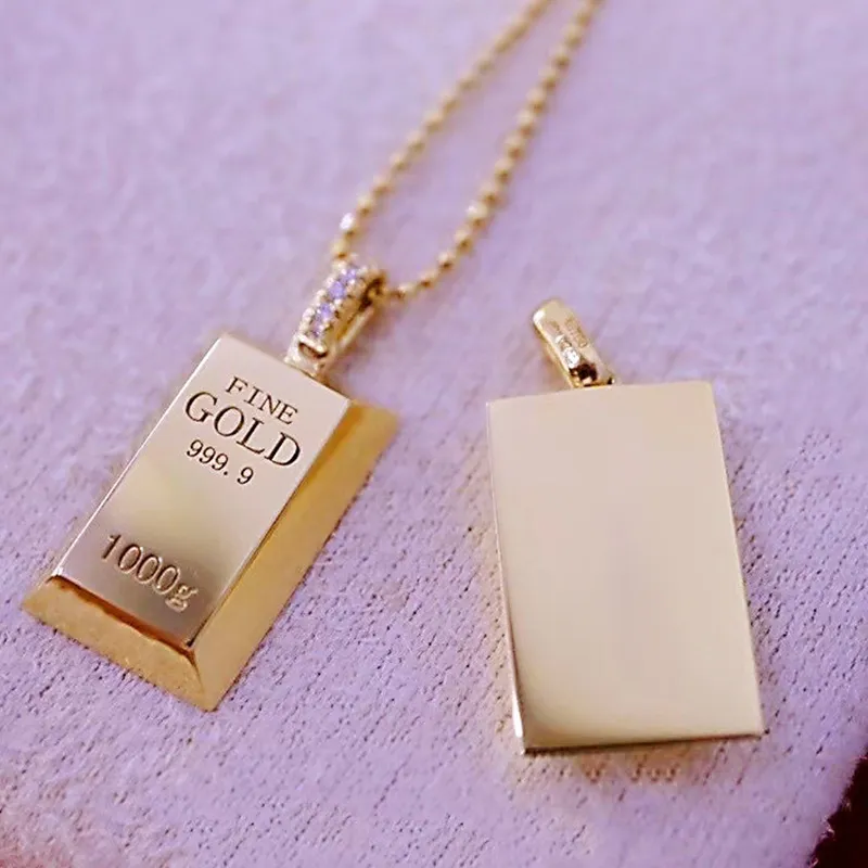 Moda Raper Naszyjnik Hip Hop 18K Gold Brick Gold Gold Pendant Inkrustowani Diamond Men and Women Party Jewelry5445406