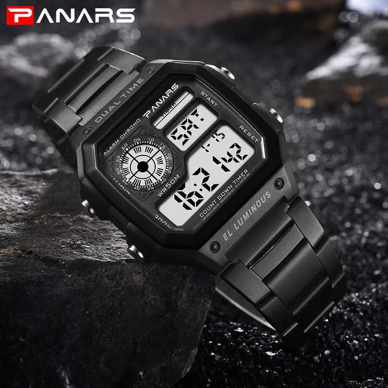 PANARS Business Men Watches Waterproof G Watch THOCK Stainless Steel Digital Wristwatch Clock Relogio Masculino Erkek Kol Saati 21317h