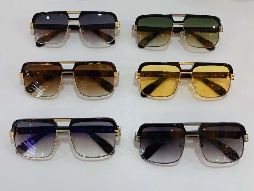 Óculos de sol quadrados Legends 993 Black Gold Grey Gradiente Sonnenbrille Gafa de Sol Moda Moda Os óculos de sol UV400 Eyewear com C216E