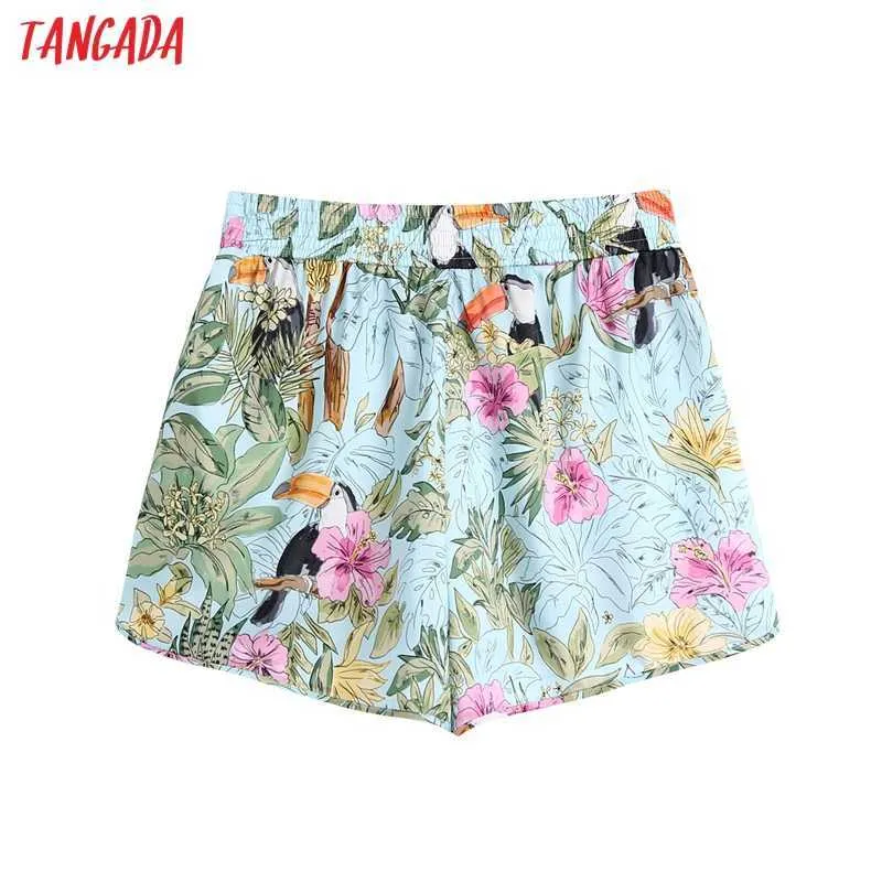 Tangada Sommer Frauen Vintage Floral Shorts Weibliche Retro Casual Shorts Pantalones BE694 210609